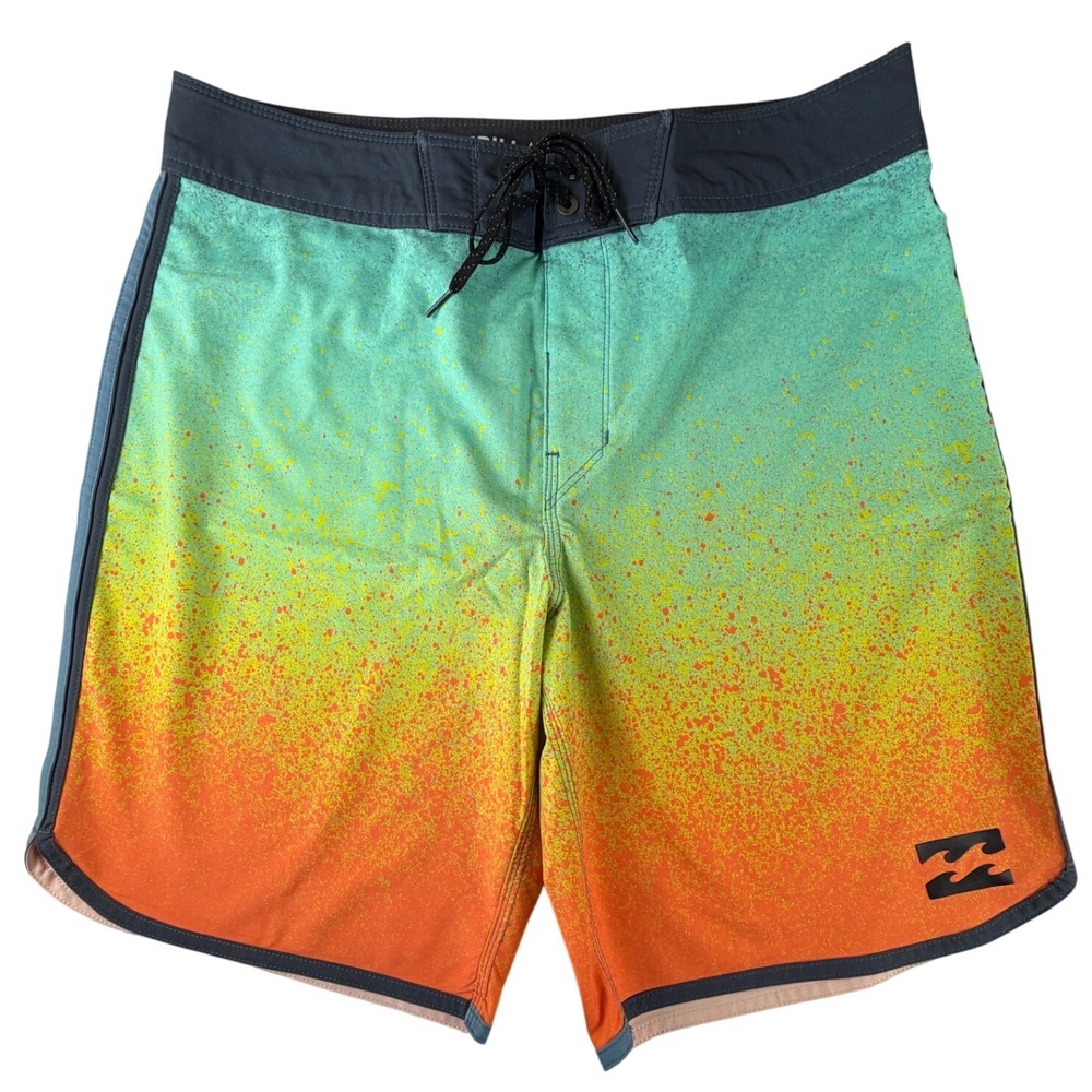 Billabong‎ Platinum X Seventy3 Board Shorts Mens 33 Teal Orange Swim Trunks